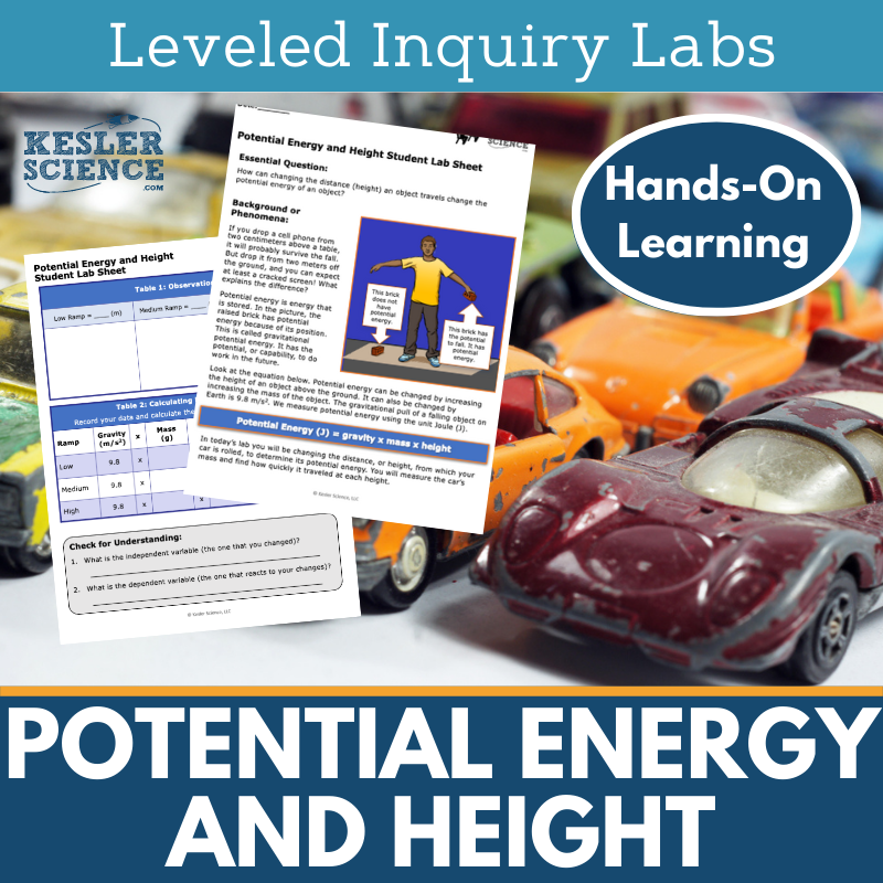 Potential Energy and Height Inquiry Lab - NGSS MS PS3-2