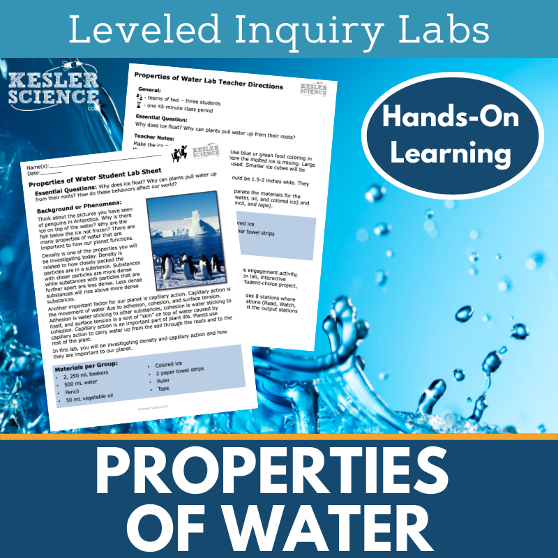Properties of Water Inquiry Lab - MS 6-8 Science