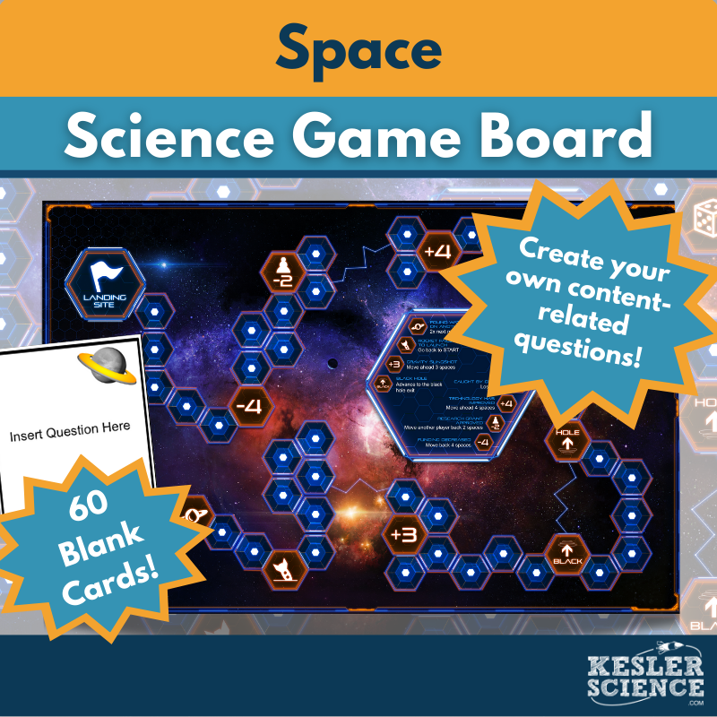 Space-themed Game Board with Editable Cards