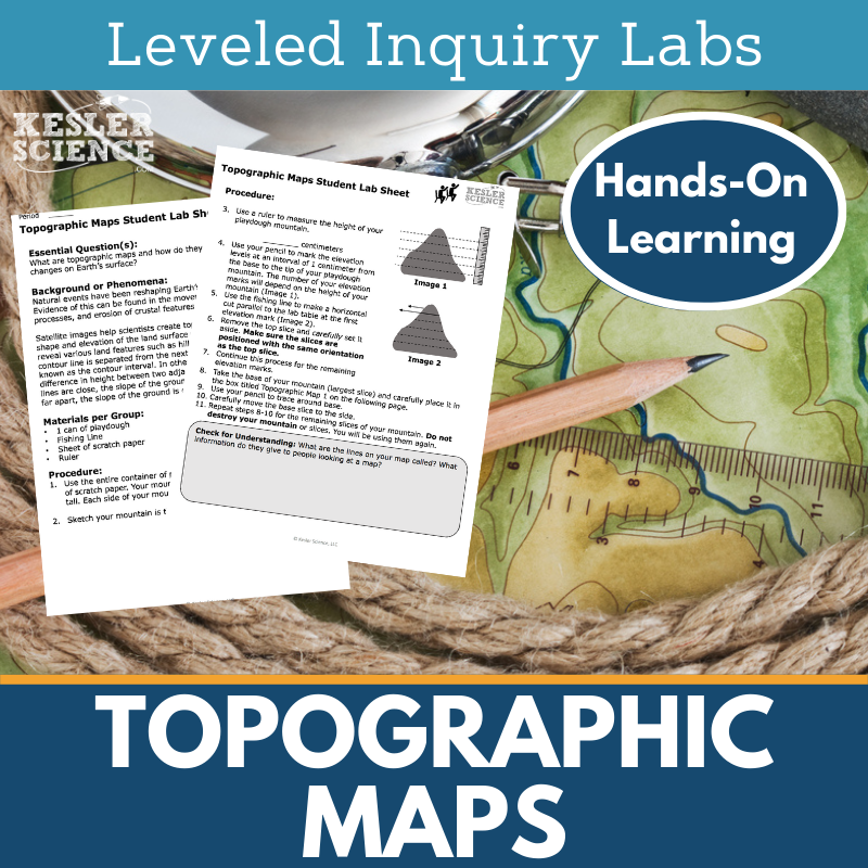 Topographic Maps Inquiry Lab - MS 6-8 Science