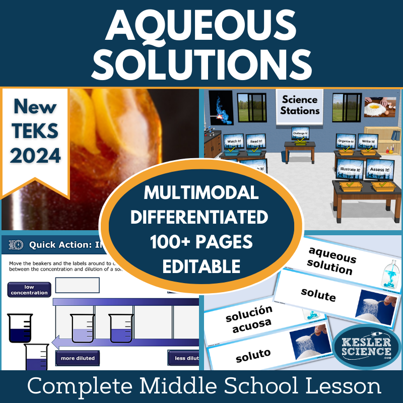 Aqueous Solutions Complete Science Lesson - New TEKS 7.6D