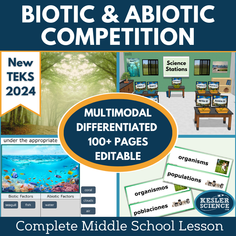 Biotic & Abiotic Competition Complete Science Lesson - New TEKS 6.12A