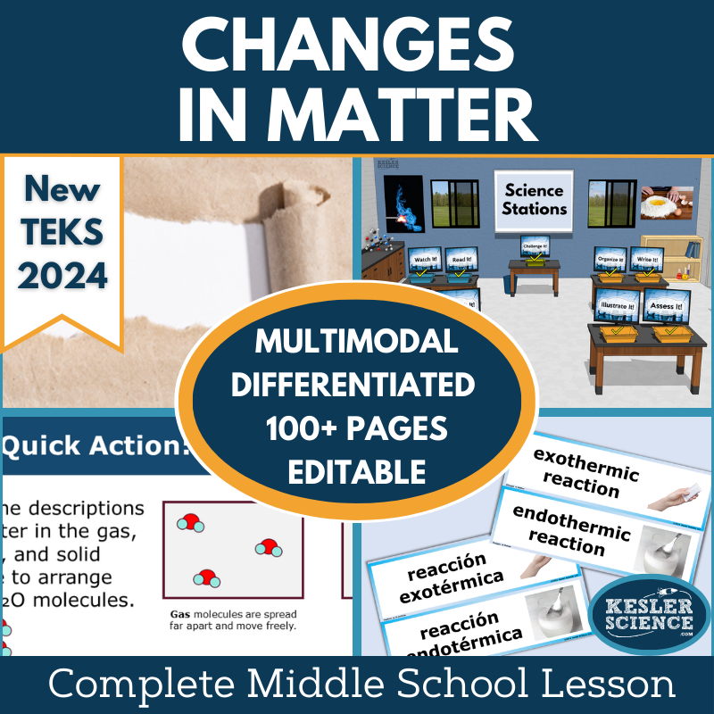Changes in Matter Complete Science Lesson - New TEKS 7.6C