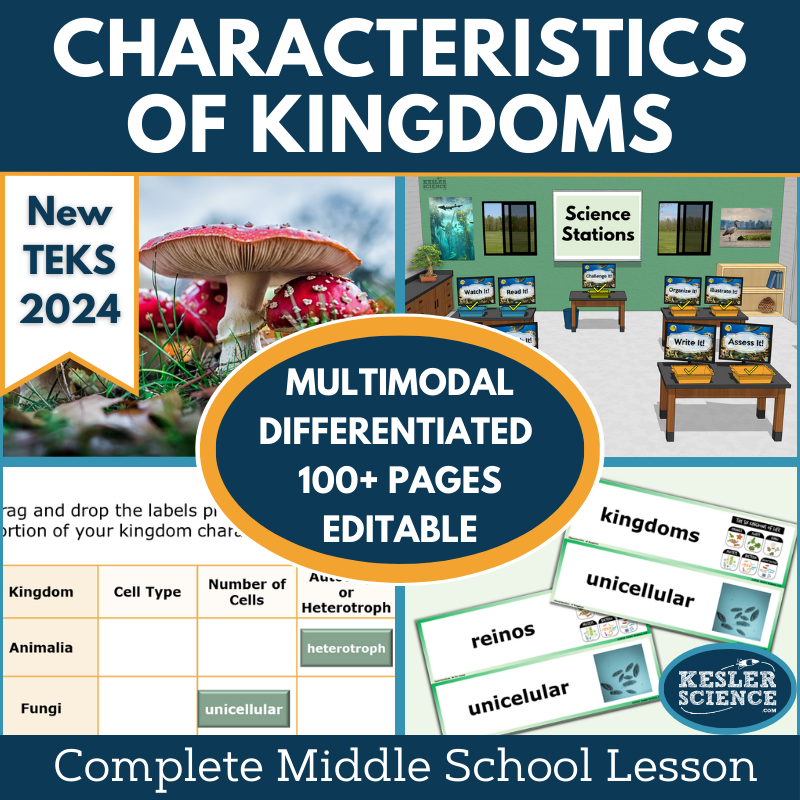 Characteristics of Kingdoms Complete Science Lesson - New TEKS 7.14B