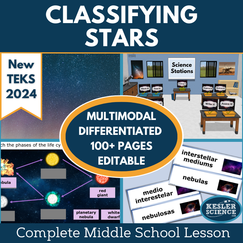 Classifying Stars Complete Science Lesson - New TEKS 8.9A