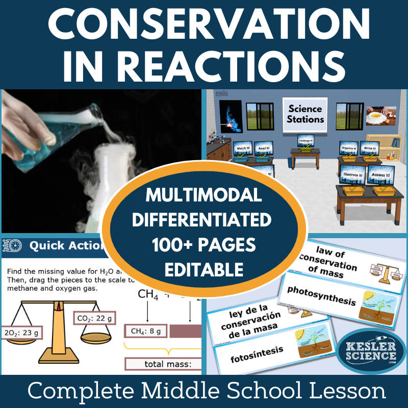 Conservation in Reactions Complete Science Lesson - New TEKS 8.6E