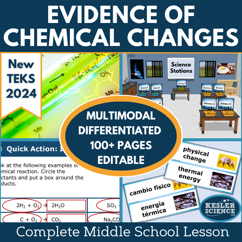 Evidence of Chemical Changes Complete Science Lesson - New TEKS 6.6E