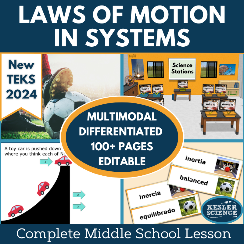 Laws of Motion in Systems Complete Science Lesson - New TEKS 8.7B