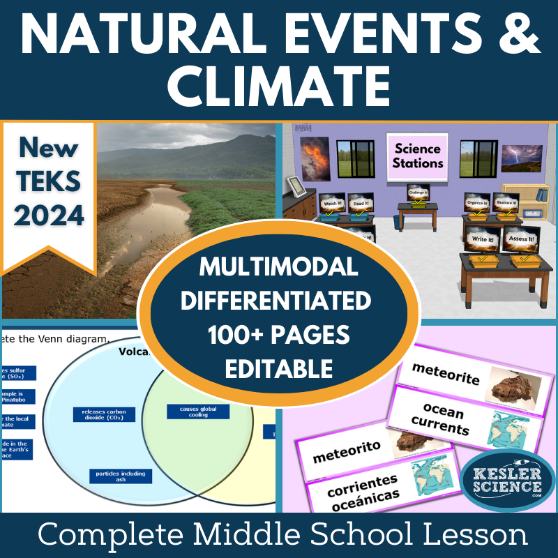 Natural Events & Climate Complete Science Lesson - New TEKS 8.11A