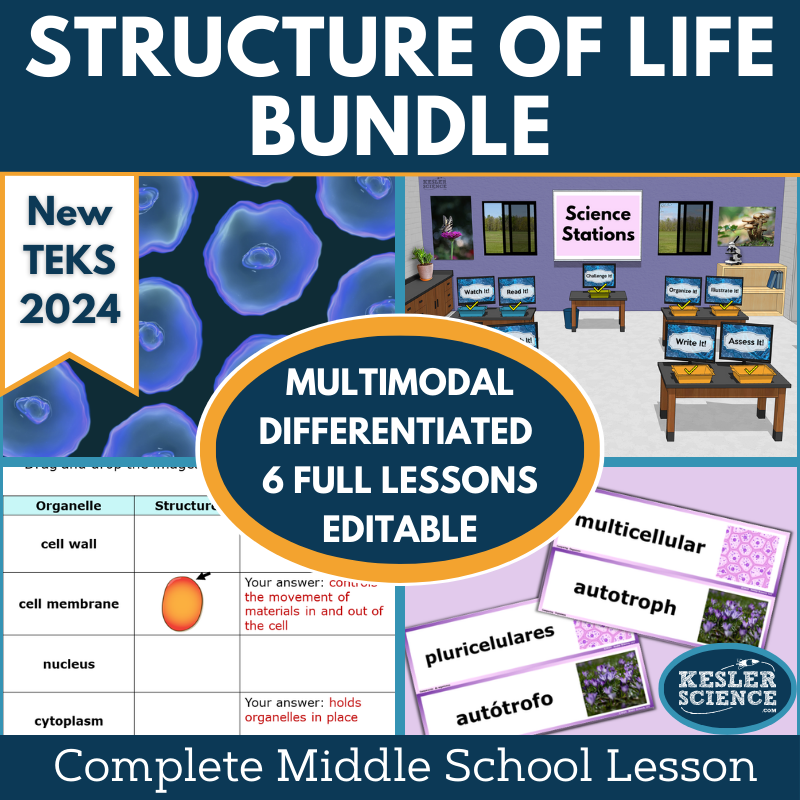 2021 TEKS MS 6-8 5E Lessons: Structure of Life Bundle