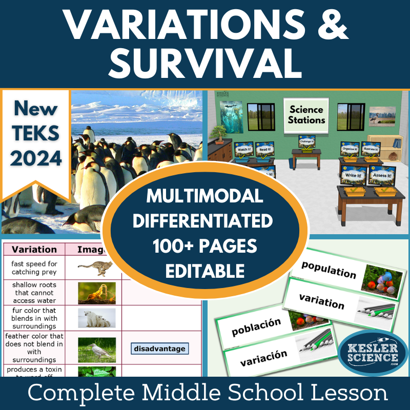Variations & Survival Complete Science Lesson - New TEKS 6.13C