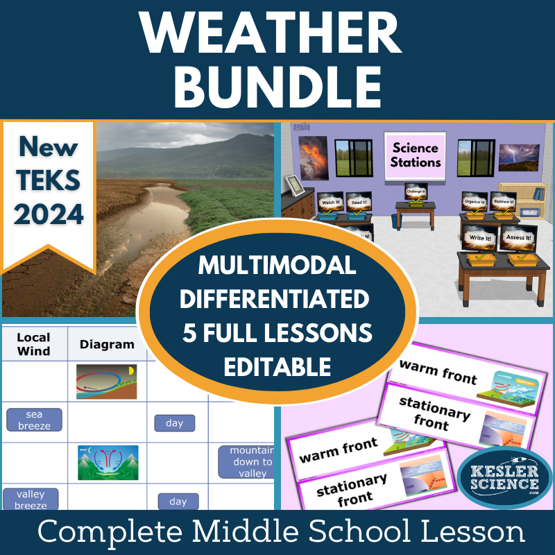 2021 TEKS MS 6-8 5E Lessons: Weather Bundle
