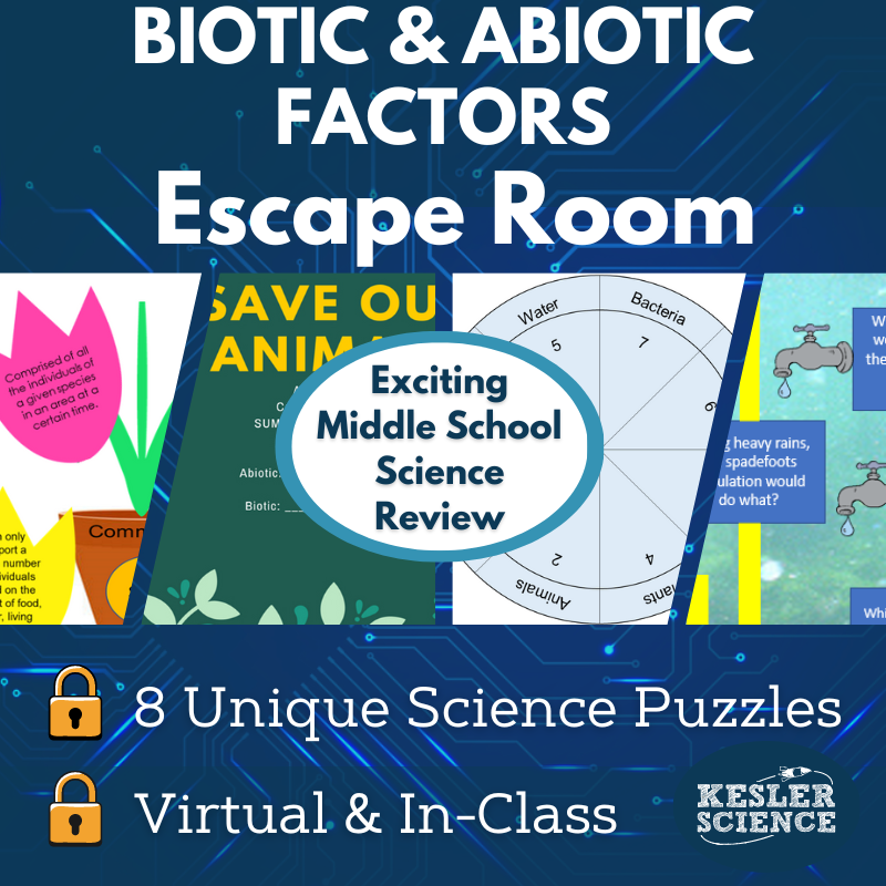 Biotic and Abiotic Factors Escape Room - 6th 7th 8th Gr. Science Review Activity