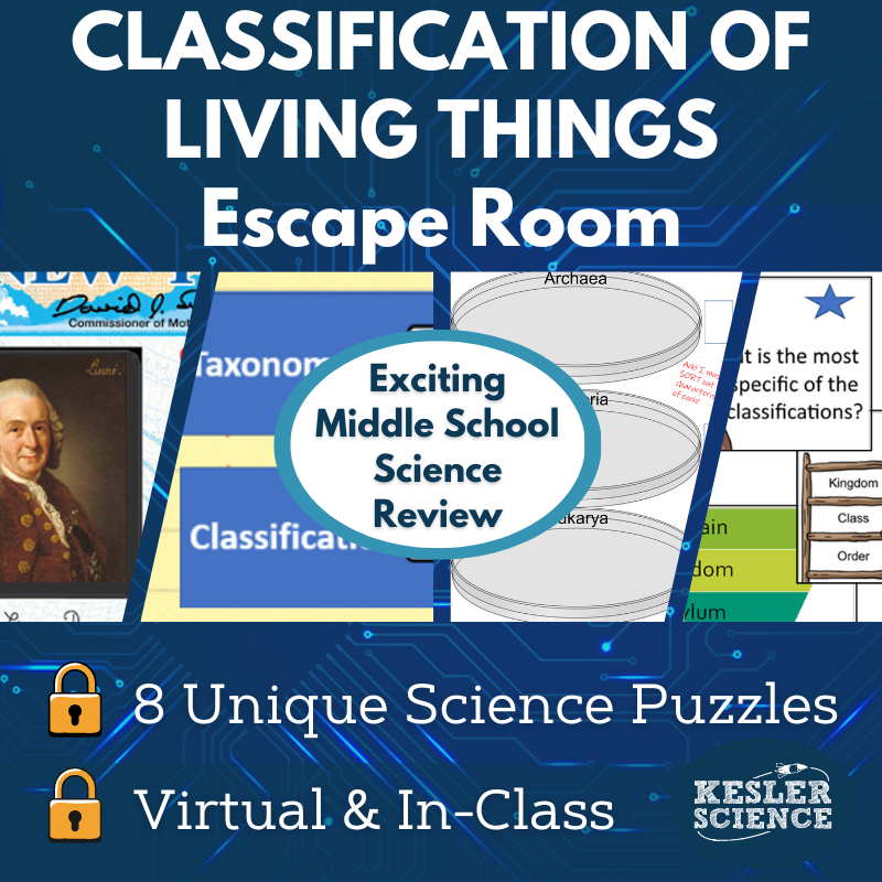 Classification of Living Things Escape Room - 6th 7th 8th Grade Science Review