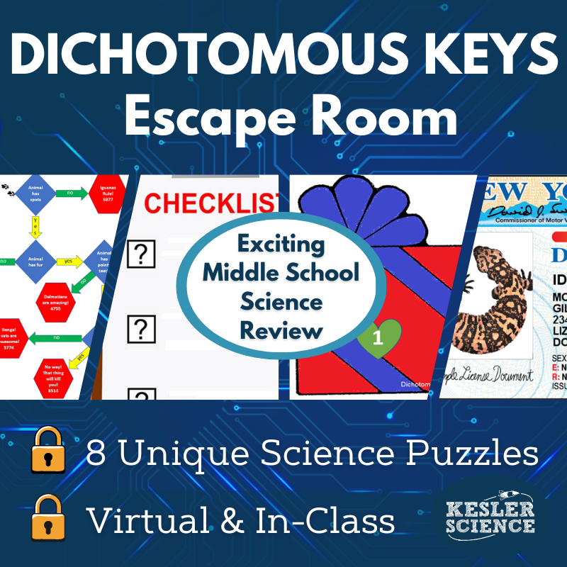 Dichotomous Keys Escape Room - 6th 7th 8th Grade Science Review Activity