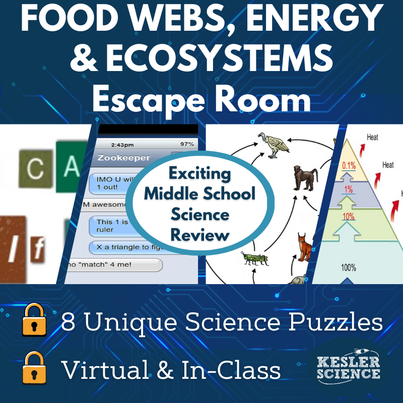 Food Webs and Energy in an Ecosystem Escape Room - 6th 7th 8th Grade Science Review Activity