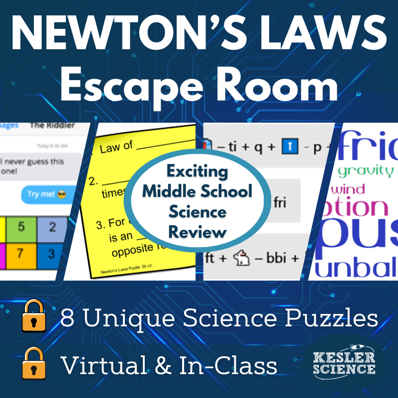 Newton's Laws Science Escape Room - 6th 7th 8th Grade Science Review Activity