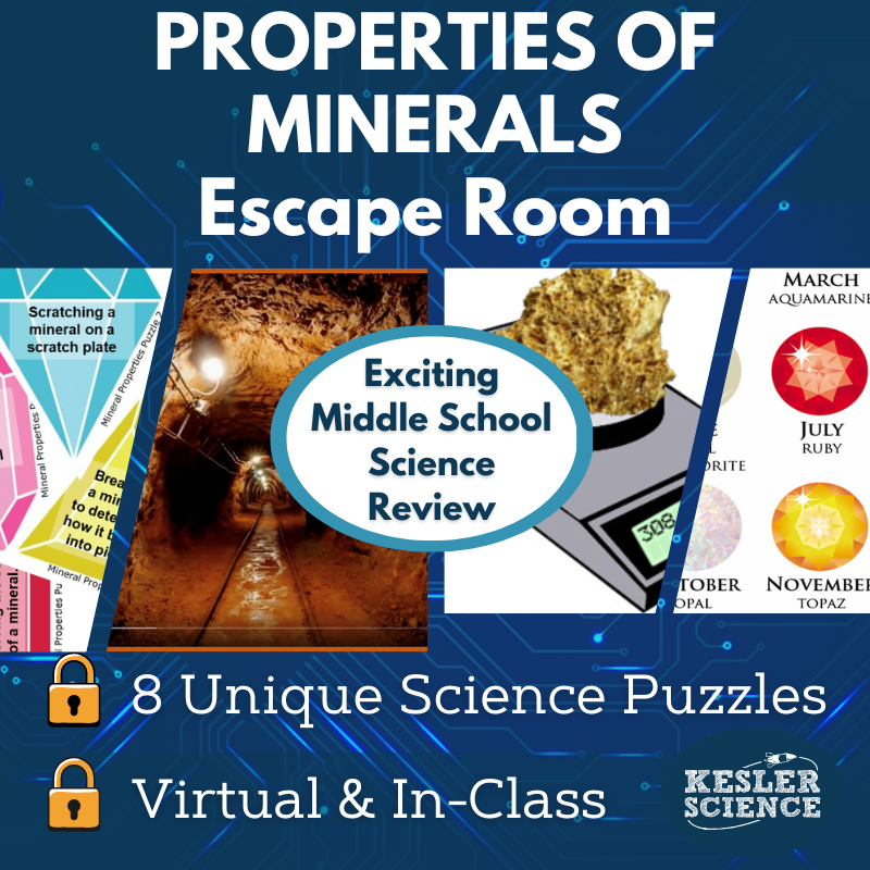 Properties of Minerals Escape Room - 6th 7th 8th Grade Science Review Activity