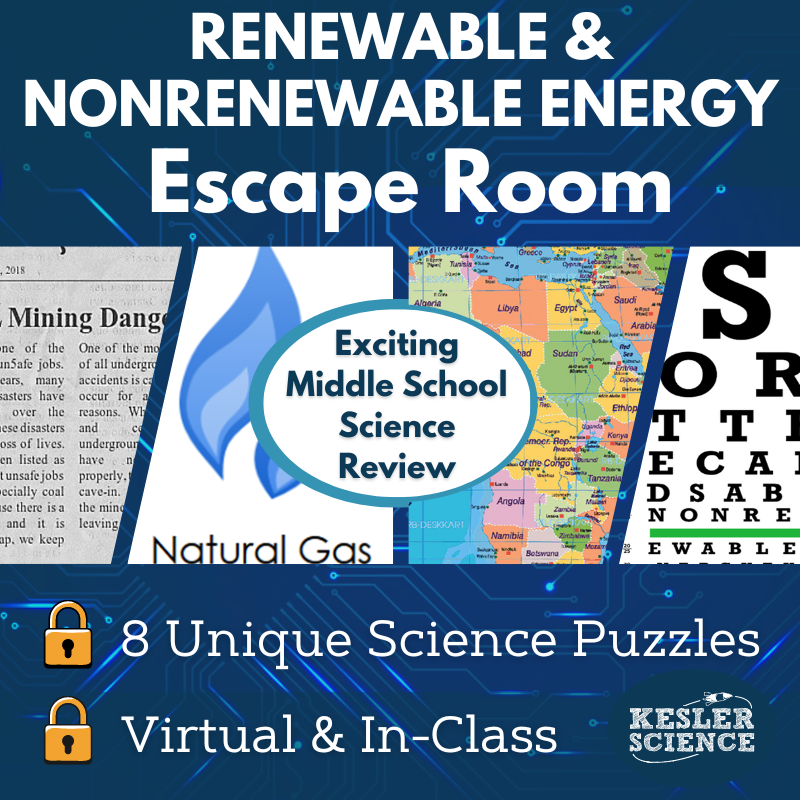 Renewable and Nonrenewable Energy Escape Room - 6th 7th 8th Grade Science Activity