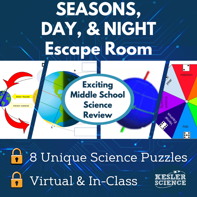 Seasons, Day & Night Escape Room - 6th 7th 8th Grade Science Review Activity