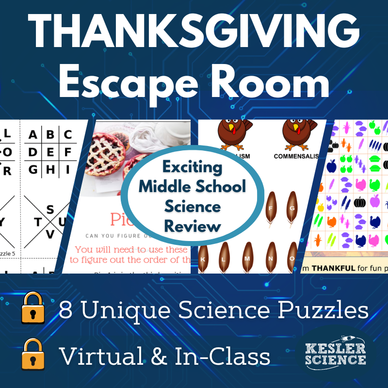 Thanksgiving Escape Room - 6th 7th 8th Grade Science Review Activity