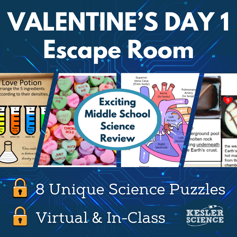 Valentine's Day Science Escape Room - Season 1 - 6th 7th 8th Grade Science Review Activity