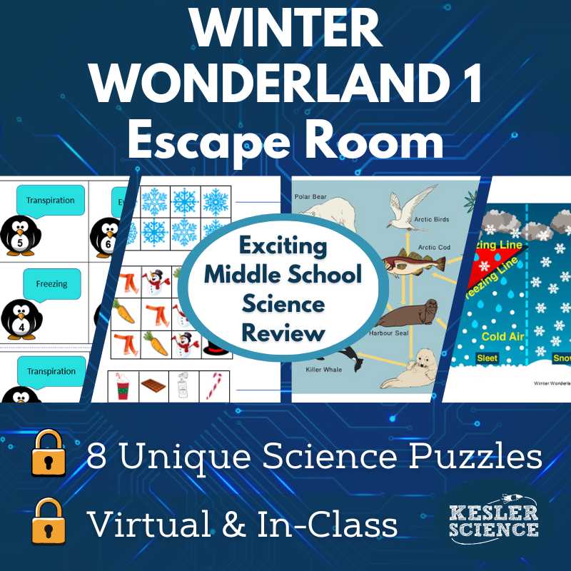 Winter Wonderland Escape Room - 6th 7th 8th Grade Science Review Activity