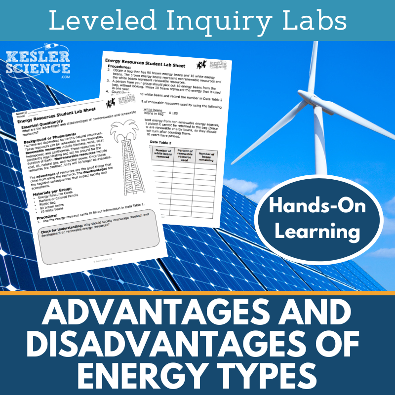 Advantages & Disadvantages Energy Resources Inquiry Lab - MS Science 6-8