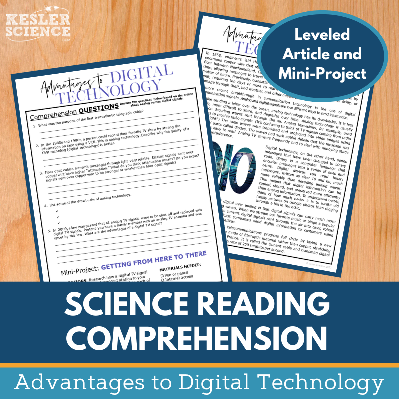 MS 6th 7th 8th Science Reading Comprehension Passages - VOL. 4 - Advantages to Digital Tech
