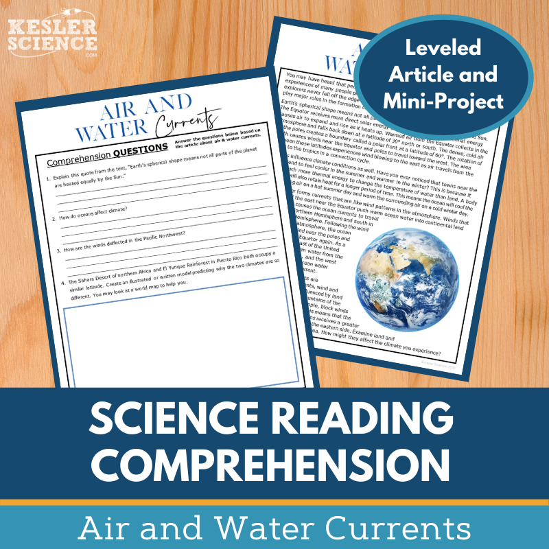 MS 6th 7th 8th Science Reading Comprehension Passages - VOL. 2 - Air and Water Currents