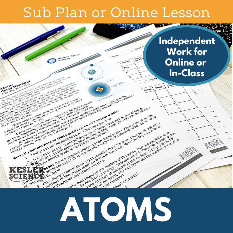 MS 6th 7th 8th - Atoms - Sub Plans