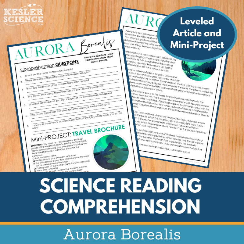 MS 6th 7th 8th Science Reading Comprehension Passages - Aurora Borealis