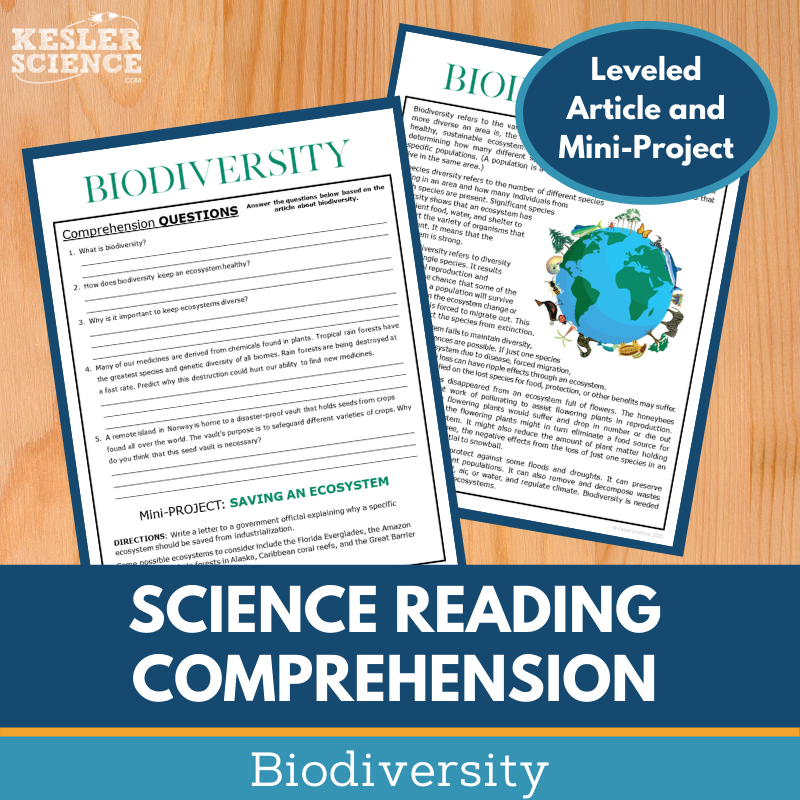 MS 6th 7th 8th Science Reading Comprehension Passages - VOL. 3 - Biodiversity