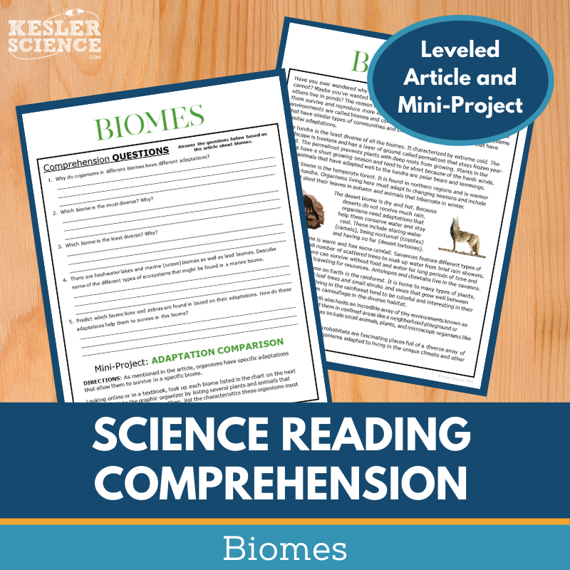 MS 6th 7th 8th Science Reading Comprehension Passages - VOL. 3 - Biomes