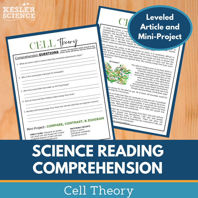 MS 6th 7th 8th Science Reading Comprehension Passages - VOL. 3 - Cell Theory