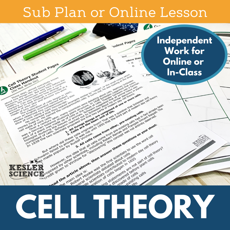 MS 6th 7th 8th Cell Theory - Sub Plans