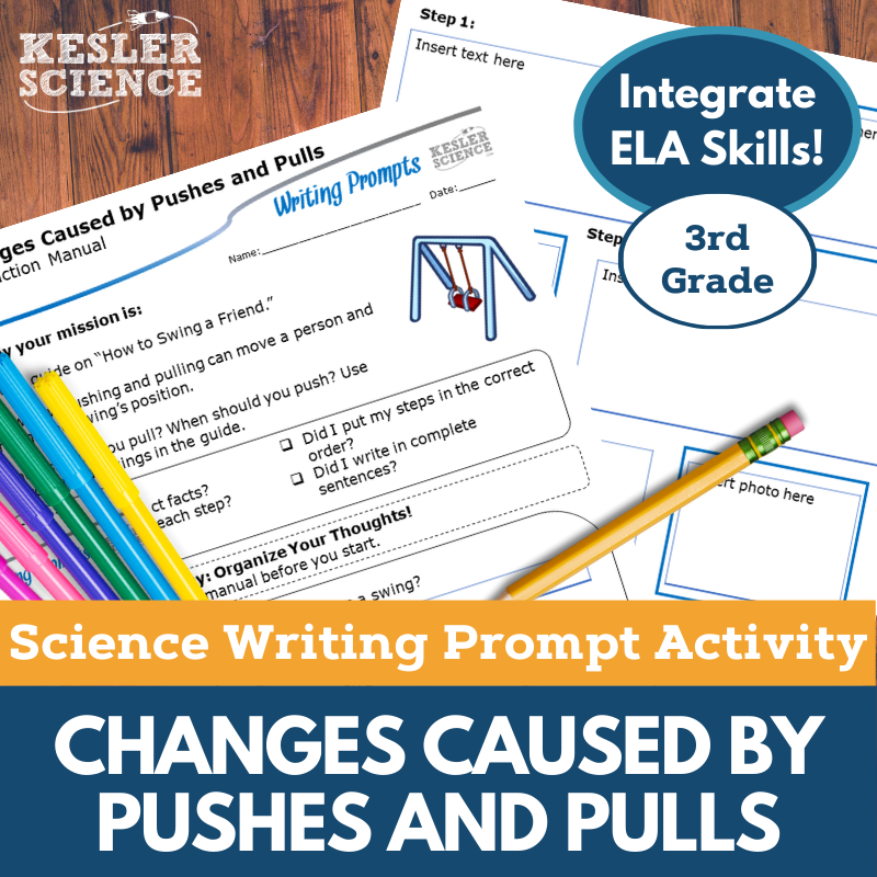 Writing Prompts - Changes Caused by Pushes & Pulls - 3rd Gr