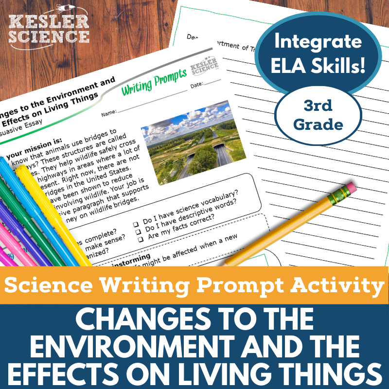 Writing Prompts - Changes to Environment Effect Living Things - 3rd Gr NGSS