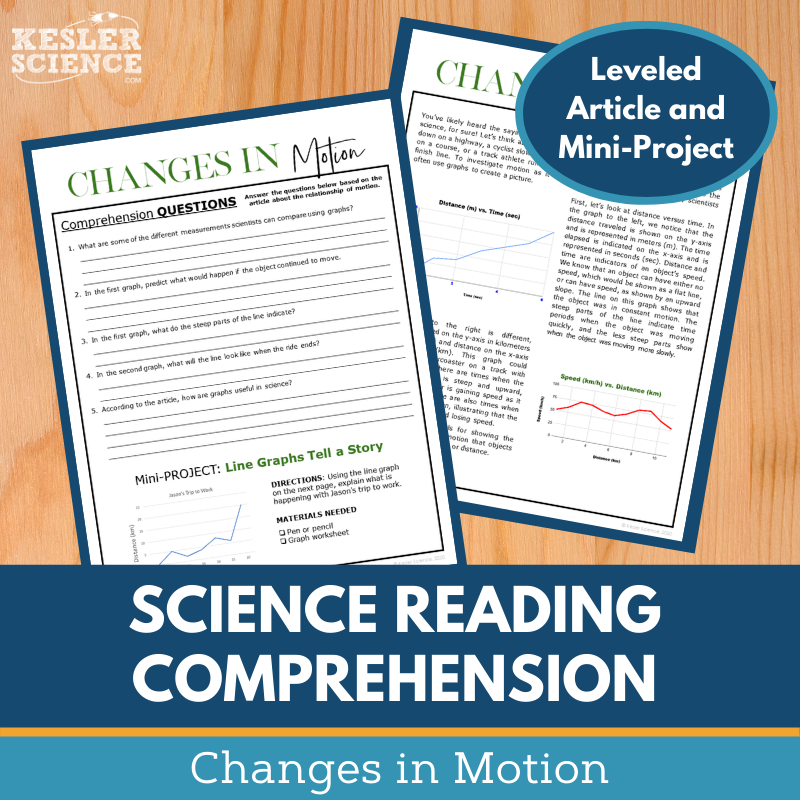 MS 6th 7th 8th Science Reading Comprehension Passages - VOL. 4 - Changes in Motion