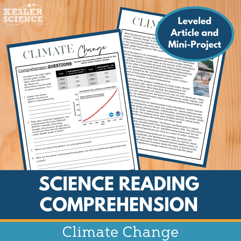 MS 6th 7th 8th Science Reading Comprehension Passages - VOL. 2 - Climate Change
