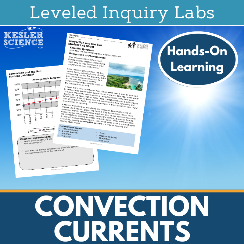 Convection Currents Inquiry Lab - NGSS MS ESS2-6, TEKS 6-8