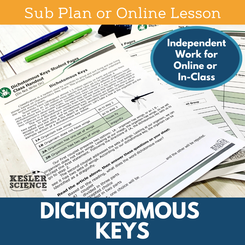 MS 6th 7th 8th - Dichotomous Keys - Sub Plans