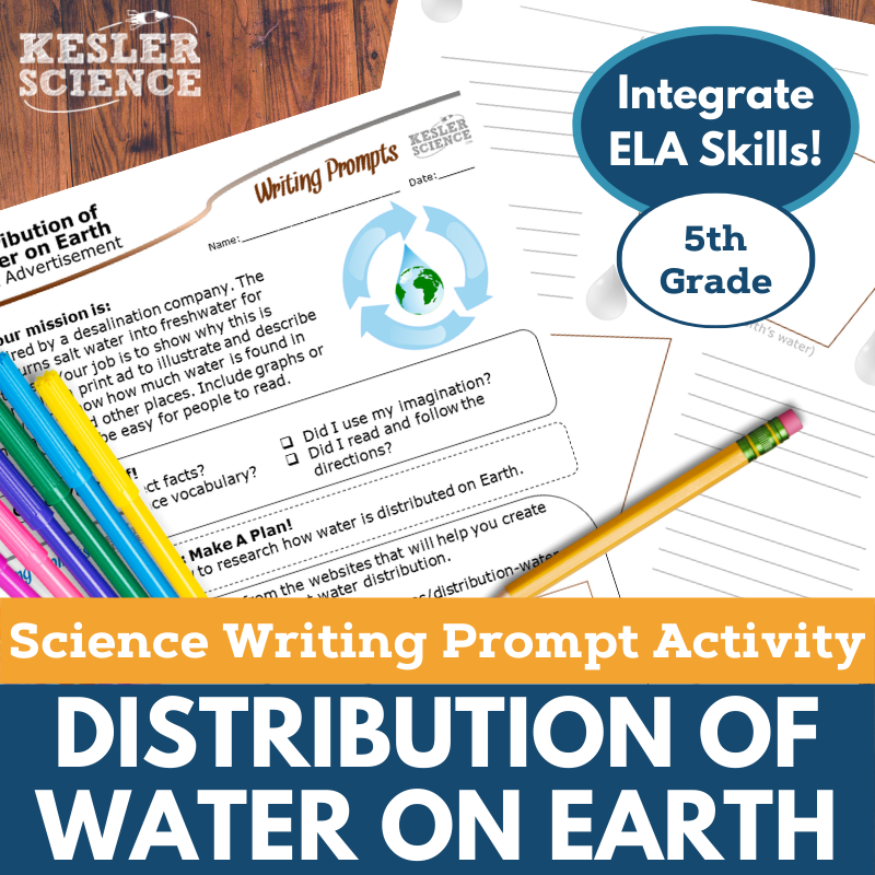 Writing Prompts - Distribution of Water on Earth - 5th Gr NGSS