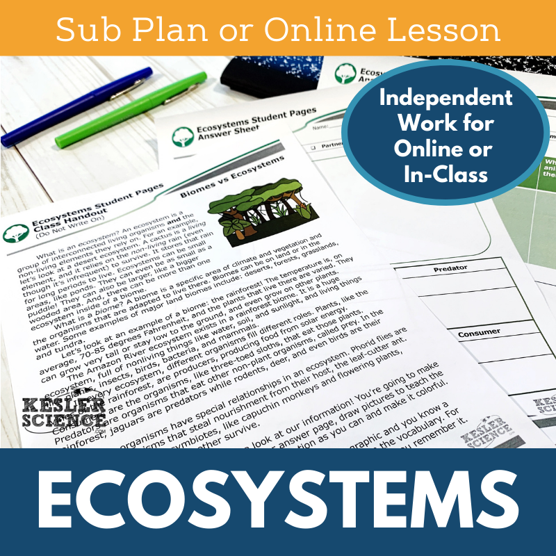 MS 6th 7th 8th - Ecosystems - Sub Plans
