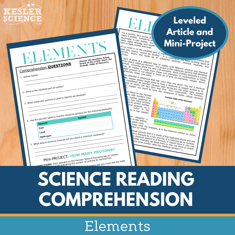 MS 6th 7th 8th Science Reading Comprehension Passages - VOL. 4 - Elements