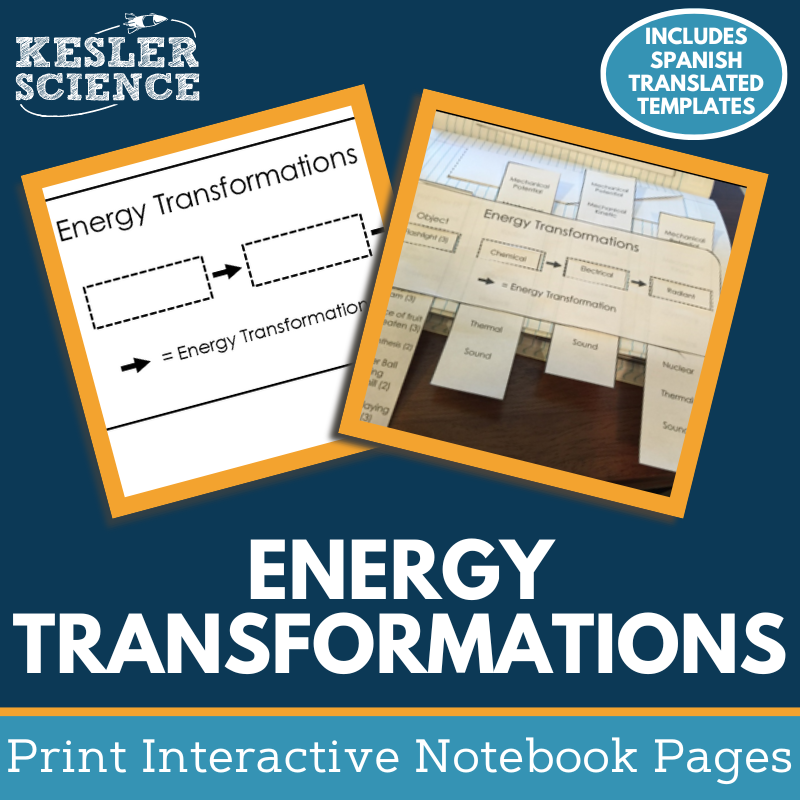 Energy Transformations Interactive Notebook Pages - Paper INB - MS 6-8