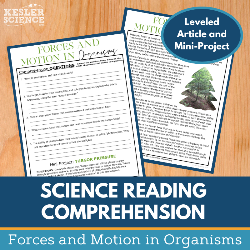MS 6th 7th 8th Science Reading Comprehension Passages - VOL. 4 - Tropisms & Turgor Pressure