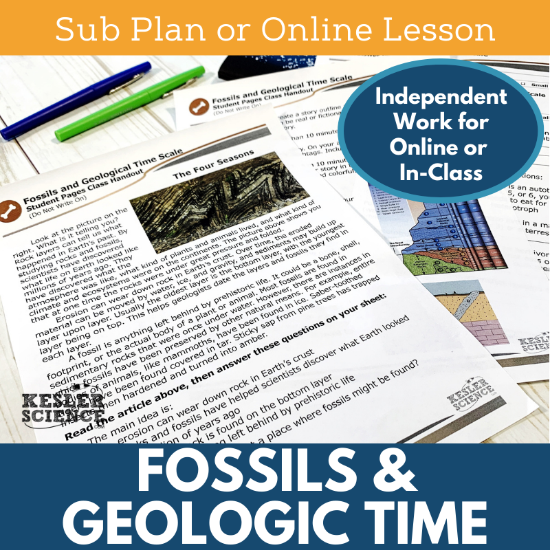 MS 6th 7th 8th - Fossils and Geologic Time - Sub Plans