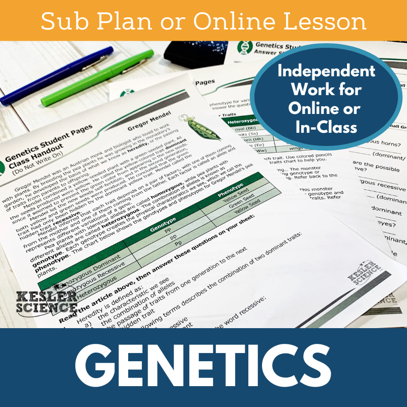 MS 6th 7th 8th - Genetics - Sub Plans