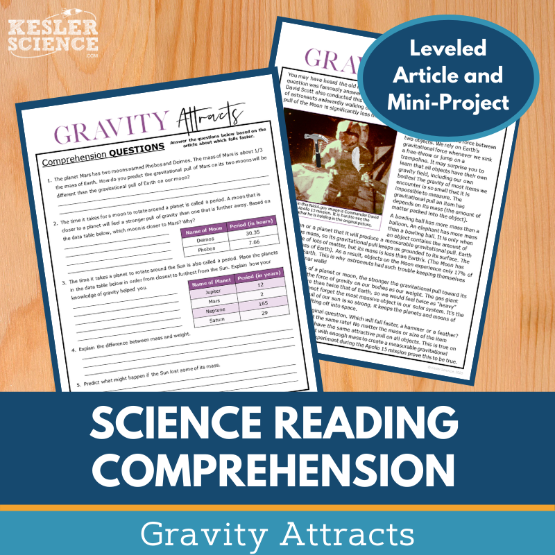 MS 6th 7th 8th Science Reading Comprehension Passages - VOL. 4 - Gravity Attracts